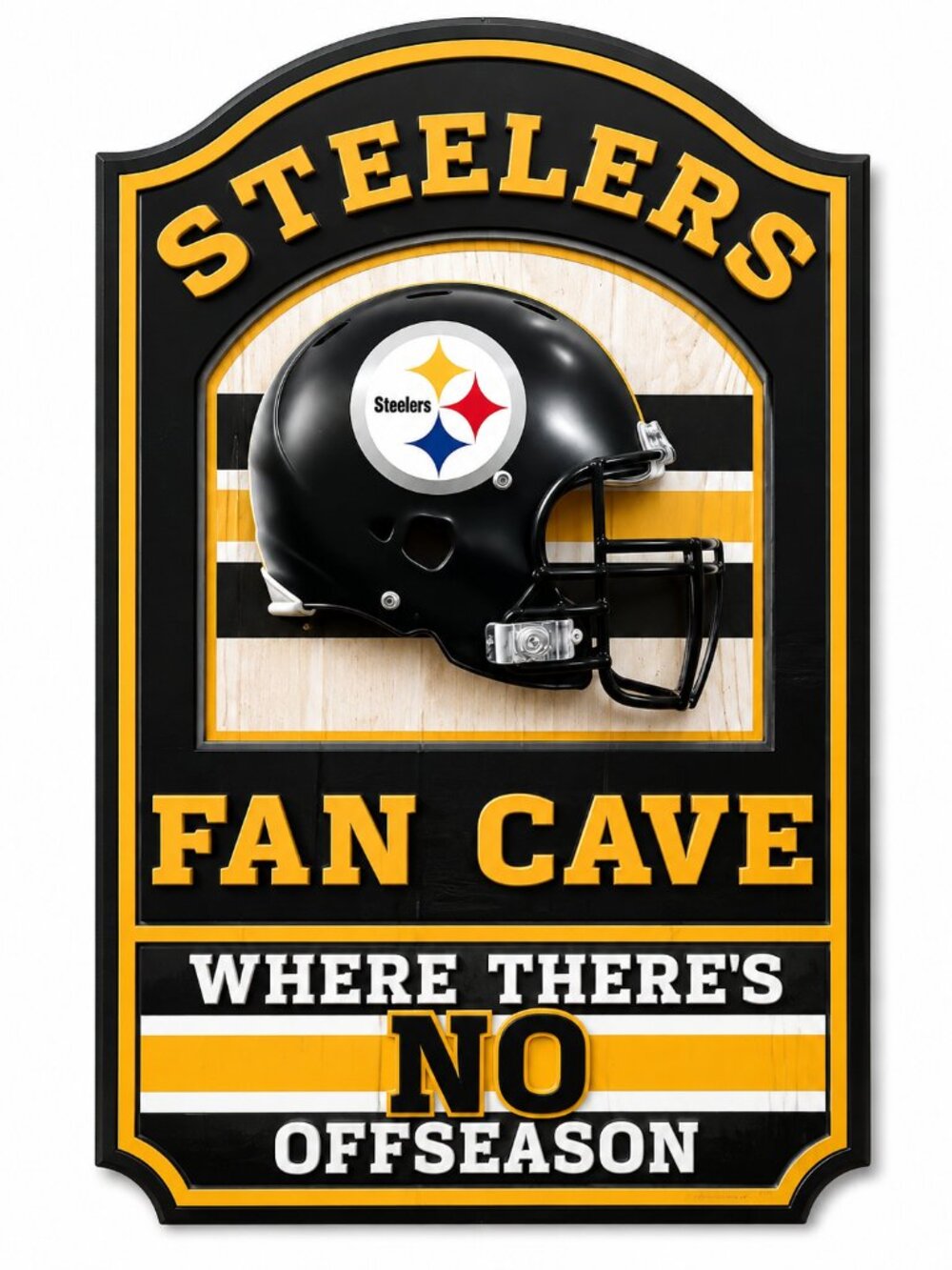 NFL Pittsburgh Steelers "Fan Cave" Wood Wall Sign - Officially Licensed Decor